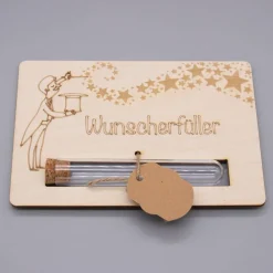 Clearance Holz Geschenkkarte -  Geldgeschenk Wunscherfüller - Zauberer oder Fee Geldgeschenke