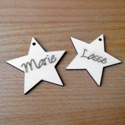 Baumschmuck Personalisierbar|holzmeile Holz-Anhänger Namenssterne 2er-Pack, personalisiert