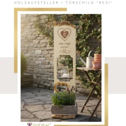 Clearance Holzaufsteller "Herz mit Wunschzahl / Unendlich" Türschild Holzschild Hochzeitsgeschenk Hochzeit Personalisier Hochzeitsgeschenke