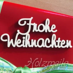 Discount Holz-"Frohe Weihnachten"-Schriftzug klein Geschenkeanhänger