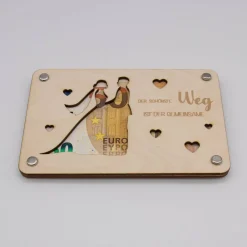 Outlet Holzkarte - Geschenkkarte -  Geldgeschenk zur Hochzeit Geldgeschenke