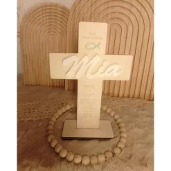 Geschenke|4Dahoim Holzkreuz mit Namen für Erstkommunion