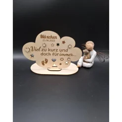 Online Holzschild mit persönlicher Gravur - Wolke - als Andenken an Dein Sternenkind, geliebte Person, Trauerlicht, Mutmacher