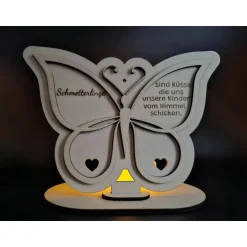 Best Holzschild mit persönlicher Gravur - Schmetterling - als Andenken an Dein Sternenkind, geliebte Person, Trauerlicht Mutmacher