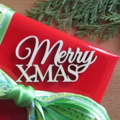 Best Holz-Schriftzug "Merry X-MAS" klein Geschenkeanhänger