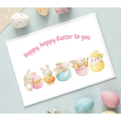 Osterkarten|Alisas kreative Ecke Hoppy hoppy Easter to you Karte, Happy Easter Karte, Osterhasen Grußkarte, Osterkarte mit Umschlag