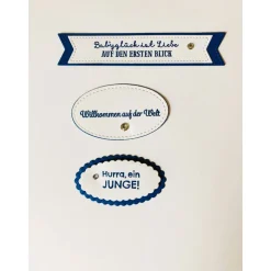 Online Individualisierbare Glückwunschkarte zur Geburt , Blau/Weiß , Handarbeit , Junge, Stampin'Up! Glückwunschkarten