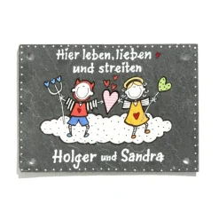 New Individuell personalisiertes Hochzeitsgeschenk – handbemaltes Schiefer Türschild mit Namen, wetterfestes Unikat für das Brautpaar Gastgeschenke