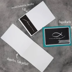 New Individuelle Einladungskarten zur Kommunion, Konfirmation, Taufe & Firmung – Design Kreidezeichnung Fisch Einladungskarten