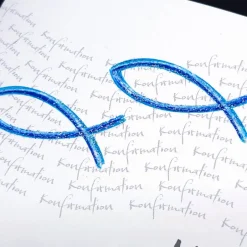 Einladungskarten|Reizvolle Karten und mehr Individuelle Einladungskarte zur Konfirmation, Kommunion oder Firmung – Design "Fische" mit Glitzereffekt