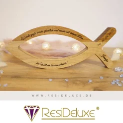 Outlet JONA Religiöser Fisch Holz Personalisiert Gravur Geschenk Geburt Taufe Kommunion Firmung Geschenke