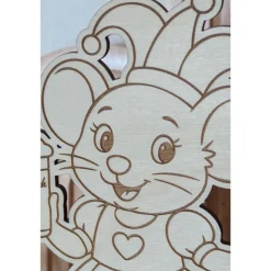 New Karnevalsmaus aus Holz - Aufsteller – handgefertigt, 19cm Hoch für Karnevalsjeck, Karneval, Karnevalsdekoration Accessoires