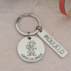 Accessoires|DekoBaerShop Karnevalsmaus Schlüsselanhänger– Personalisiert, rostfreier Edelstahl, tolles Accessoire für Karneval