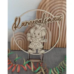 Discount Karnevalsmaus   Türkranz / Wanddeko – Loop handgefertigt aus Holz, 20cm Durchmesser für Karnevalsjeck, Karneval Accessoires