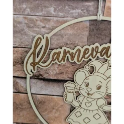 Discount Karnevalsmaus   Türkranz / Wanddeko – Loop handgefertigt aus Holz, 20cm Durchmesser für Karnevalsjeck, Karneval Accessoires