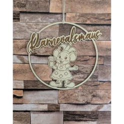 Discount Karnevalsmaus   Türkranz / Wanddeko – Loop handgefertigt aus Holz, 20cm Durchmesser für Karnevalsjeck, Karneval Accessoires