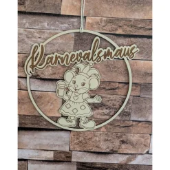 Discount Karnevalsmaus   Türkranz / Wanddeko – Loop handgefertigt aus Holz, 20cm Durchmesser für Karnevalsjeck, Karneval Accessoires