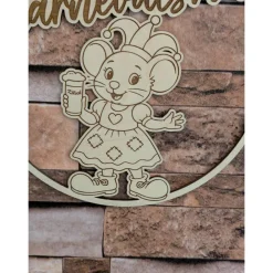 Discount Karnevalsmaus   Türkranz / Wanddeko – Loop handgefertigt aus Holz, 20cm Durchmesser für Karnevalsjeck, Karneval Accessoires