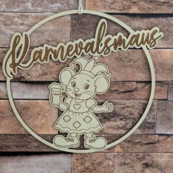 Discount Karnevalsmaus   Türkranz / Wanddeko – Loop handgefertigt aus Holz, 20cm Durchmesser für Karnevalsjeck, Karneval Accessoires