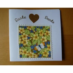 Danksagungskarten|Quiltulli's Shopr Karte Danke mit Blumen Konfirmation Kommunion