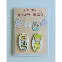 Hot Karte zur Geburt, Zwillinge, Mädchen, Babykarte, Glückwunschkarte, Baby ... Handmade Glückwunschkarten