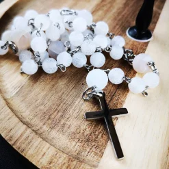 Outlet katholischer Rosenkranz, Achatperlen und Edelstahl Rosenkränze