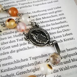Online katholischer Rosenkranz, Achatperlen und Edelstahl Rosenkränze