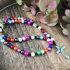 Clearance katholischer Rosenkranz, bunt, Farb- und Kreuzauswahl Rosenkränze