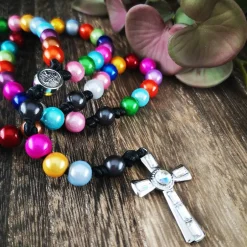 Clearance katholischer Rosenkranz, bunt, Farb- und Kreuzauswahl Rosenkränze