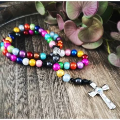 Clearance katholischer Rosenkranz, bunt, Farb- und Kreuzauswahl Rosenkränze