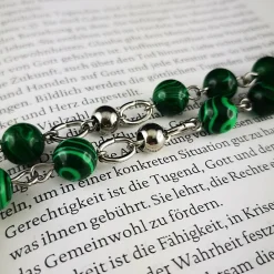 Best katholischer Rosenkranz, Malachitperlen und Edelstahl Rosenkränze