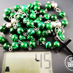 Sale katholischer Rosenkranz, Malachitperlen und Edelstahl Rosenkränze
