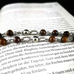 New katholischer Rosenkranz, Tigeraugeperlen und Edelstahl Rosenkränze