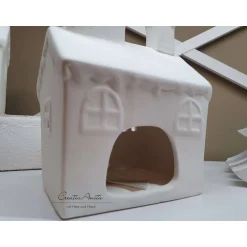 Weihnachtsdeko|CreativAnita Keramik-Haus in Weiß - Teelichthalter