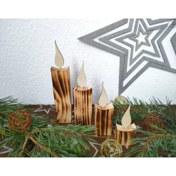 Kerzen aus Holz, rustikal geflammt, 4er-Set / Weihnachtsdeko / Holzdeko / Advent / Weihnachten Weihnachtsdeko
