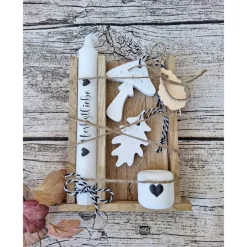 Clearance Kerzenbox "Herbstliebe" ~ Stabkerze mit Kerzenhalter in Holzbox aus Eiche ~ Raysin Deko Herbst