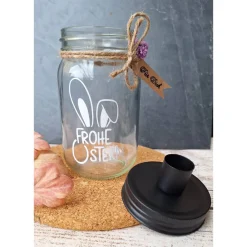 Clearance Kerzenglas ~ Schraubglas mit Kerzen ~  Glas "Frohe Ostern" ~ Kerzenhalter Ostern ~ Frühling Deko Osterkerzen