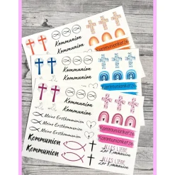 Best Kerzentattoo KOMMUNION 3.0, A5, Wasserschiebefolie, Kerzenfolie, Kerzensticker, Kerzen beschriften, Erstkommunion Kommunionkerzen
