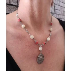 Hot Kette*Collier*Wiesn*Halskette*Damenkette*Dirndlkette*Trachten*Dult*Wiesn*Opal*Koralle Trachtenschmuck