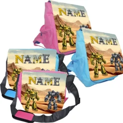 Hot Kindergarten Rucksack oder Tasche Motiv Roboter mit Name personalisierbar / Blau / Rosa Kinder Kindergartentaschen