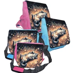 Clearance Kindergarten Rucksack oder Tasche Motiv Katze mit Name / personalisierbar / Blau / Rosa Kinder Kindergartentaschen