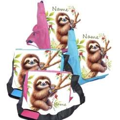 Discount Kindergarten Rucksack oder Tasche Motiv Faultier mit Name / personalisierbar / Blau / Rosa Kinder Kindergartentaschen
