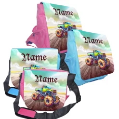 Hot Kindergarten Rucksack oder Tasche Motiv Monstertruck mit Name / personalisierbar / Blau / Rosa Kinder Kindergartentaschen