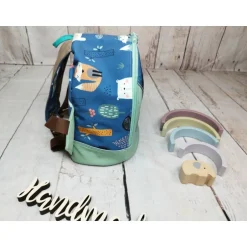 Discount Kindergarten Rucksack Waldtiere petrol– Softshell, Kita Kinder Kinderrucksack