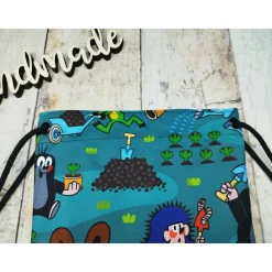 Kindergarten Turnbeutel Maulwurf Pauli petrol– Softshell, 3 Größen, personalisierbar Kinder Turnbeutel
