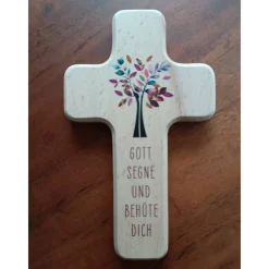 Sale Kinderholzkreuz, Kreuz Holz, Taufe Geschenke -  Gott segne und gehüte dich Gastgeschenke