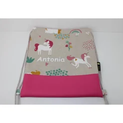 Kinderrucksack / Turnbeutel Einhorn beige / rosé (mit oder ohne Name) Kinder Kinderrucksack