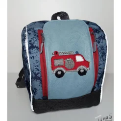 Discount Kinderrucksack für Kindergarten oder Musikbox, im Feuerwehr Look, Personalisierung möglich Kinder Kinderrucksack