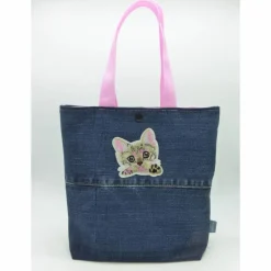 Kindergartentaschen|hessmade Kindertasche 'Katzenkind', Mädchentasche, KiGa-Tasche, Jeans-Upcycling