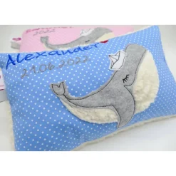 Best Kissen mit Namen, Wal Fisch Namenskissen Taufkissen Kuschelkissen Kindergartenkissen Geburtsgeschenk Gastgeschenke